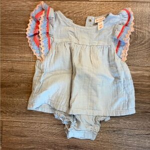 Cat & Jack Light Blue Baby Girls' Ruffle Sleeve Romper